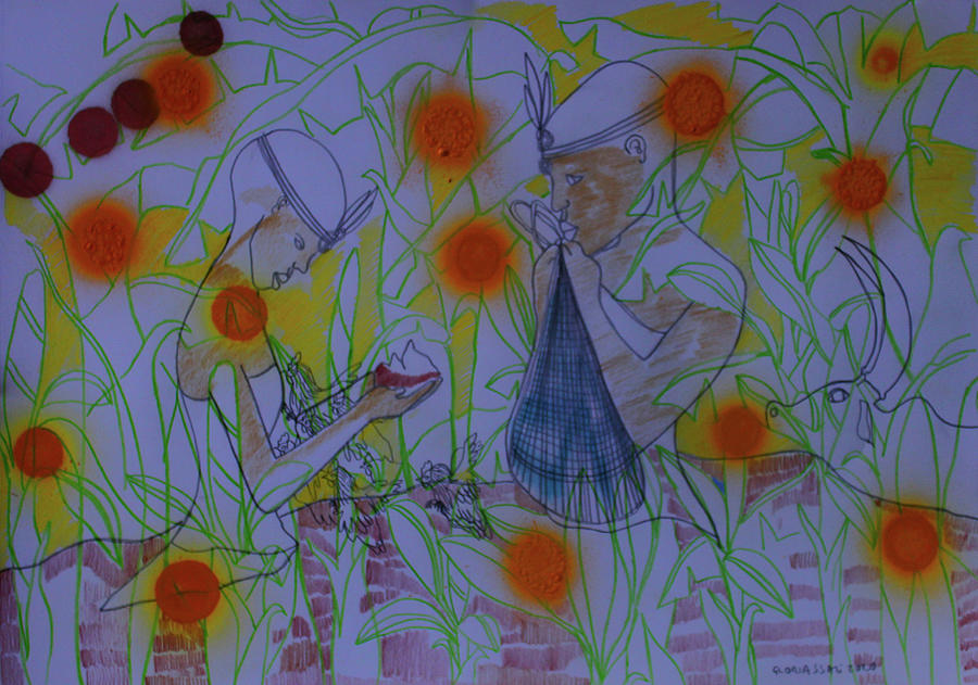 Kintu and Nambi Kintus Tasks #135 Painting by Gloria Ssali