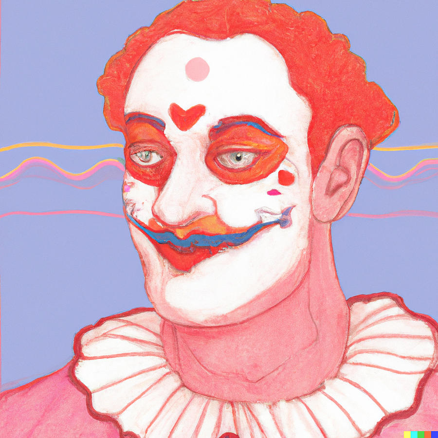 14  17 17 61 67    A Pastel Friendly Clown Man Portrait Whimsical Portrait In The Style Of Kelly Mck Painting
