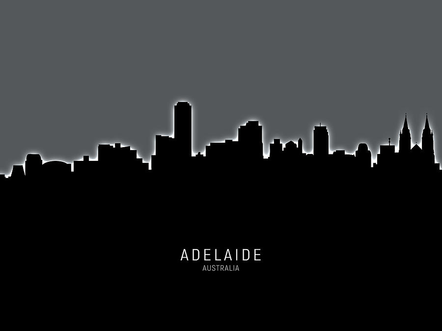 Skyline Digital Art - Adelaide Australia Skyline #14 by Michael Tompsett
