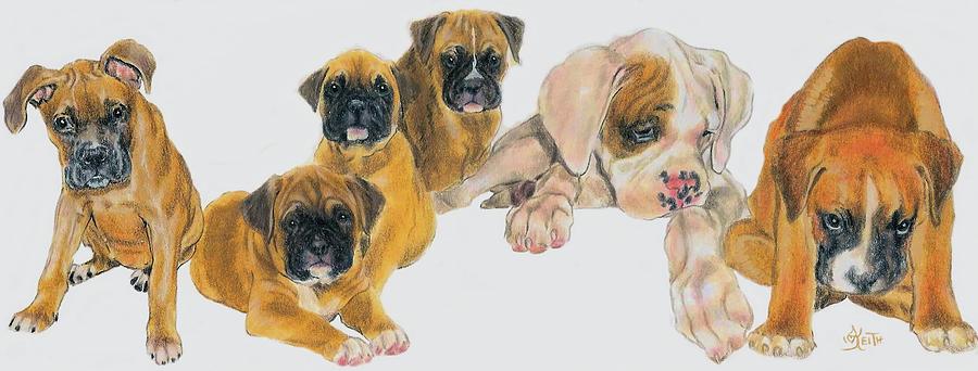 Boxer Puppies Mixed Media by Barbara Keith