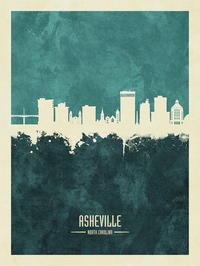 Skyline Digital Art - Asheville North Carolina Skyline #14 by Michael Tompsett