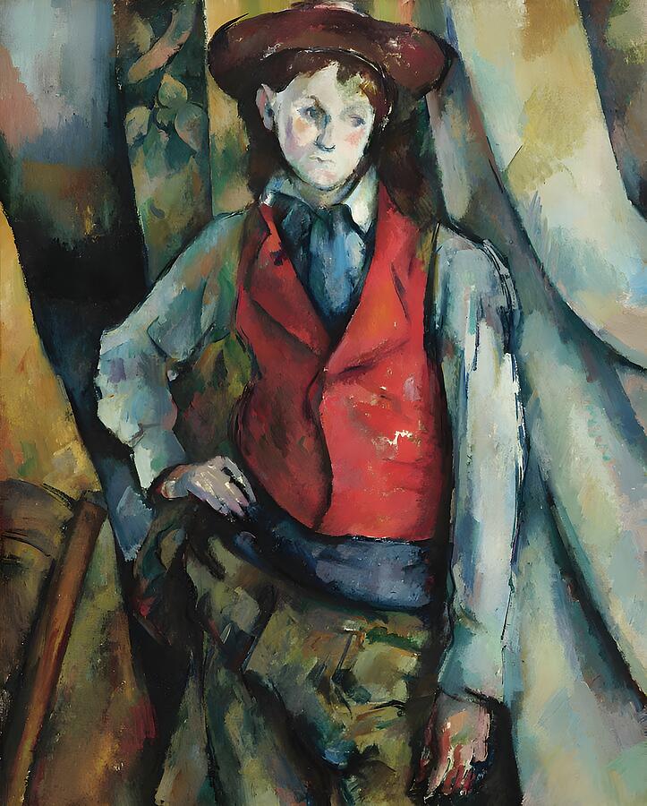 Paul Cezanne Painting - Boy in a Red Waistcoat by Paul Cezanne by Mango Art
