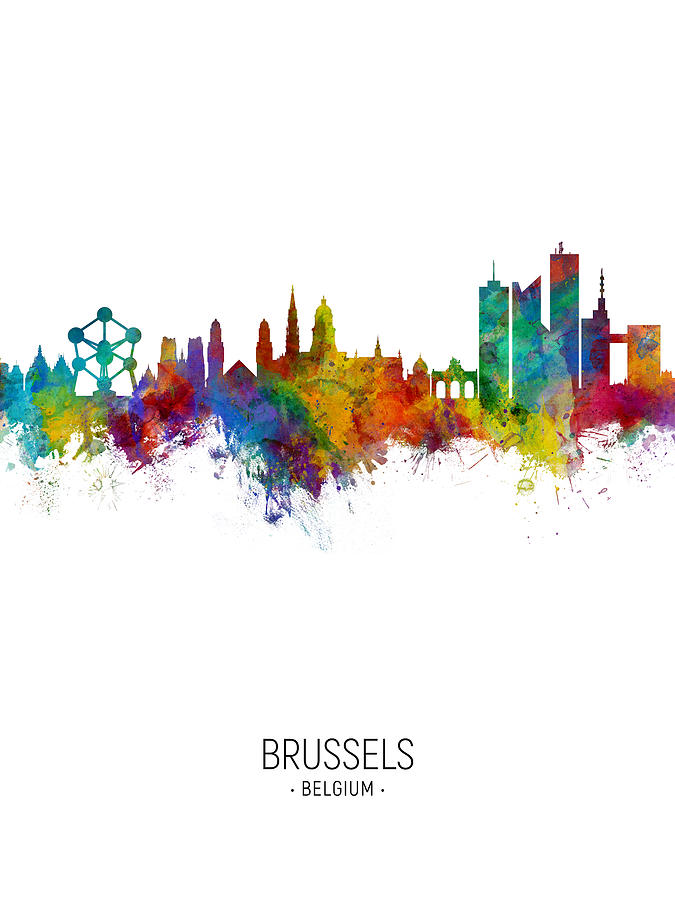 Skyline Digital Art - Brussels Belgium Skyline #14 by Michael Tompsett