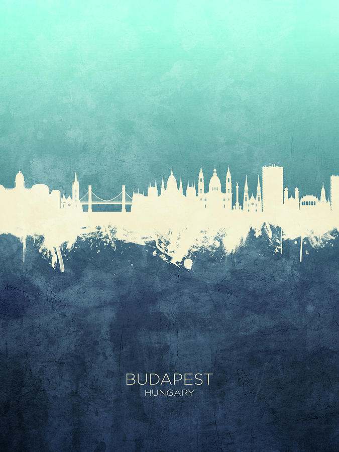 Skyline Digital Art - Budapest Hungary Skyline #14 by Michael Tompsett
