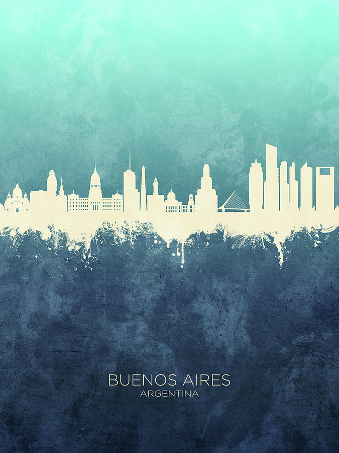 Skyline Digital Art - Buenos Aires Argentina Skyline #14 by Michael Tompsett