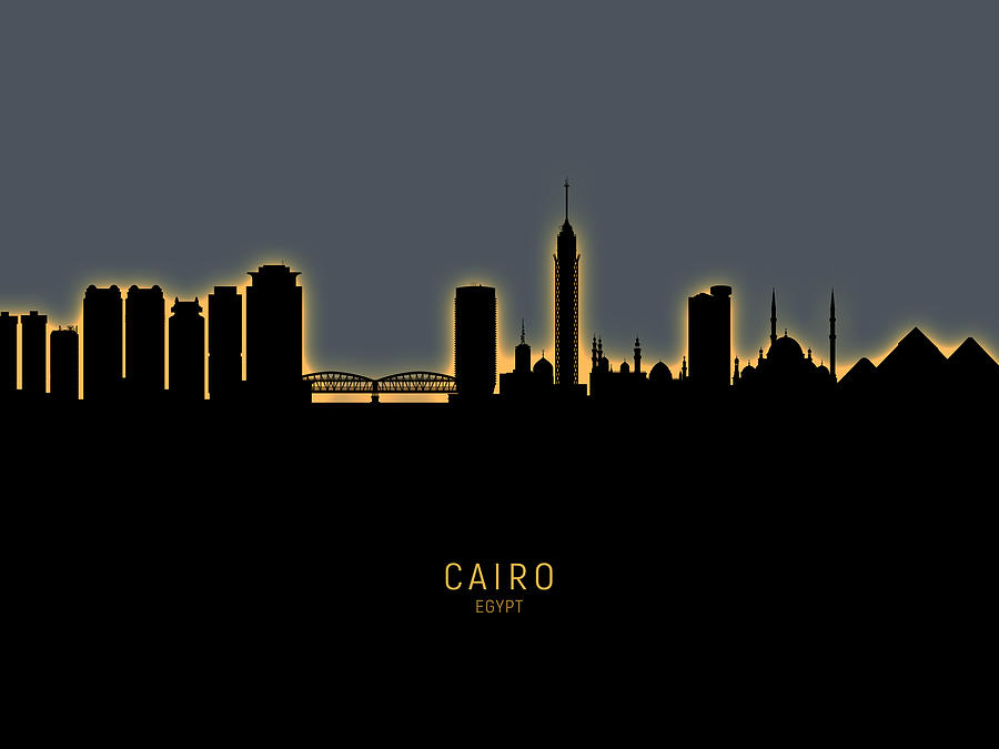 Skyline Digital Art - Cairo Egypt Skyline #14 by Michael Tompsett