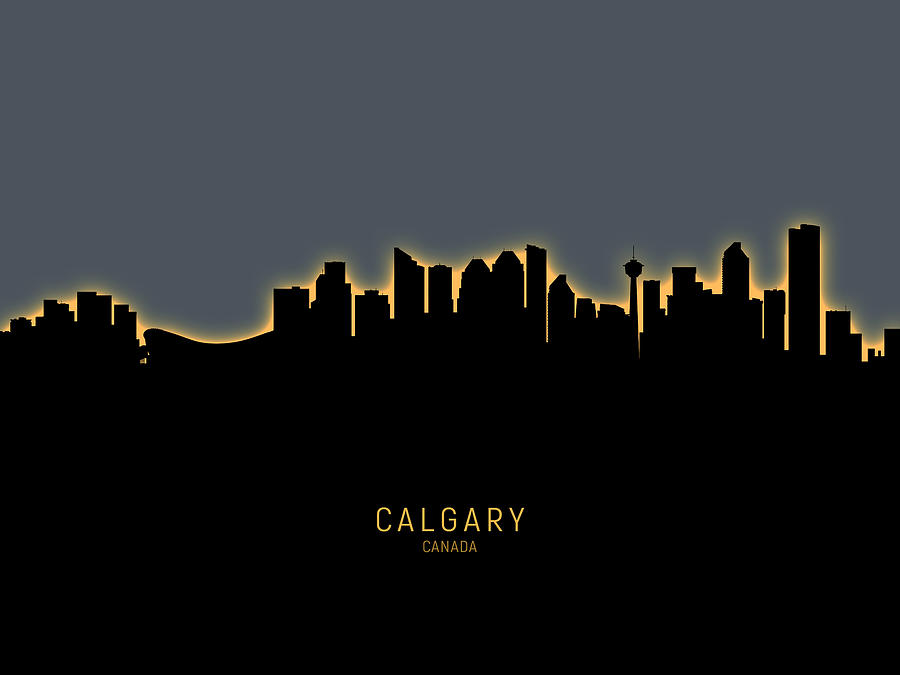 Skyline Digital Art - Calgary Canada Skyline #14 by Michael Tompsett
