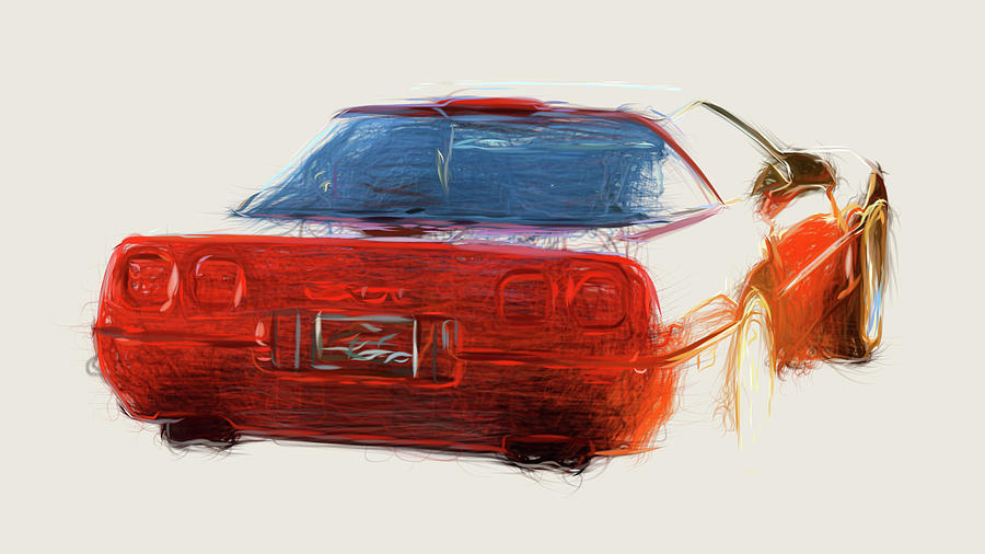 Chevrolet Corvette ZR1 Drawing #14 Digital Art by CarsToon Concept