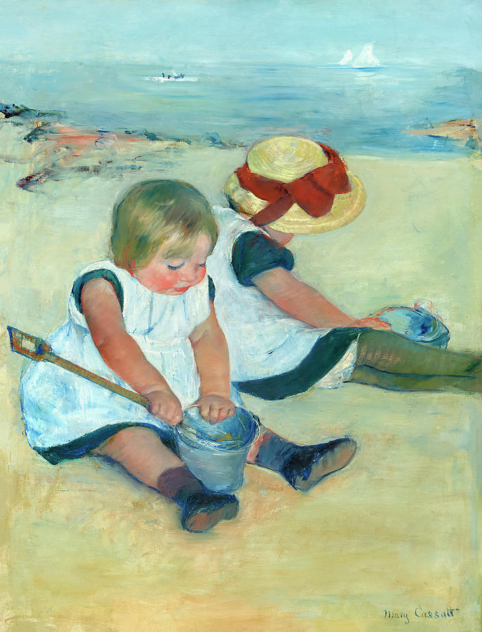 Children Playing On The Beach By Mary Cassatt Painting