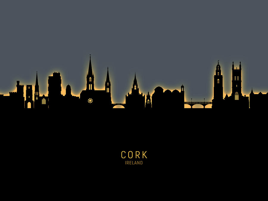 Cork Digital Art - Cork Ireland Skyline #14 by Michael Tompsett