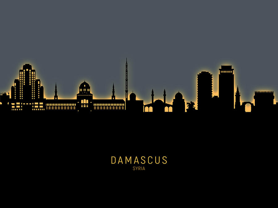 Skyline Digital Art - Damascus Syria Skyline #14 by Michael Tompsett