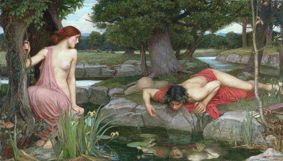 John William Waterhouse Painting - Echo and Narcissus #14 by John William Waterhouse