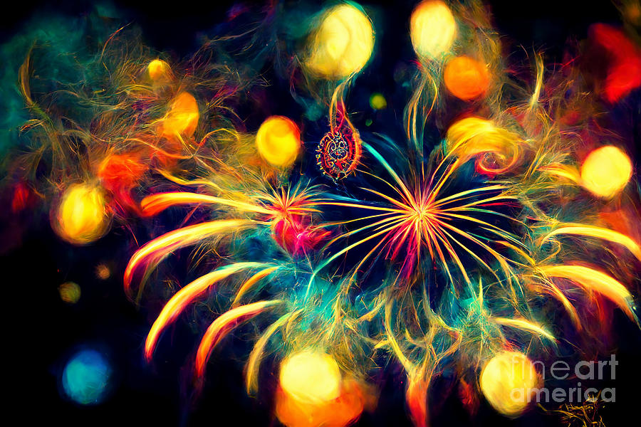 Series Digital Art - Fireworks magic #14 by Sabantha