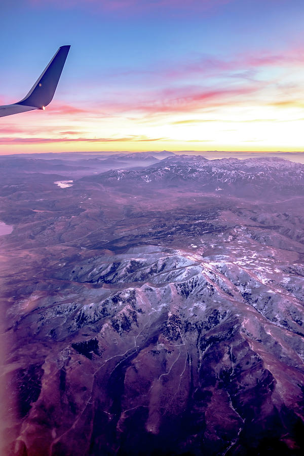Flying Over Rockies In Airplane From Salt Lake City At Sunset #14 Photograph by Alex Grichenko