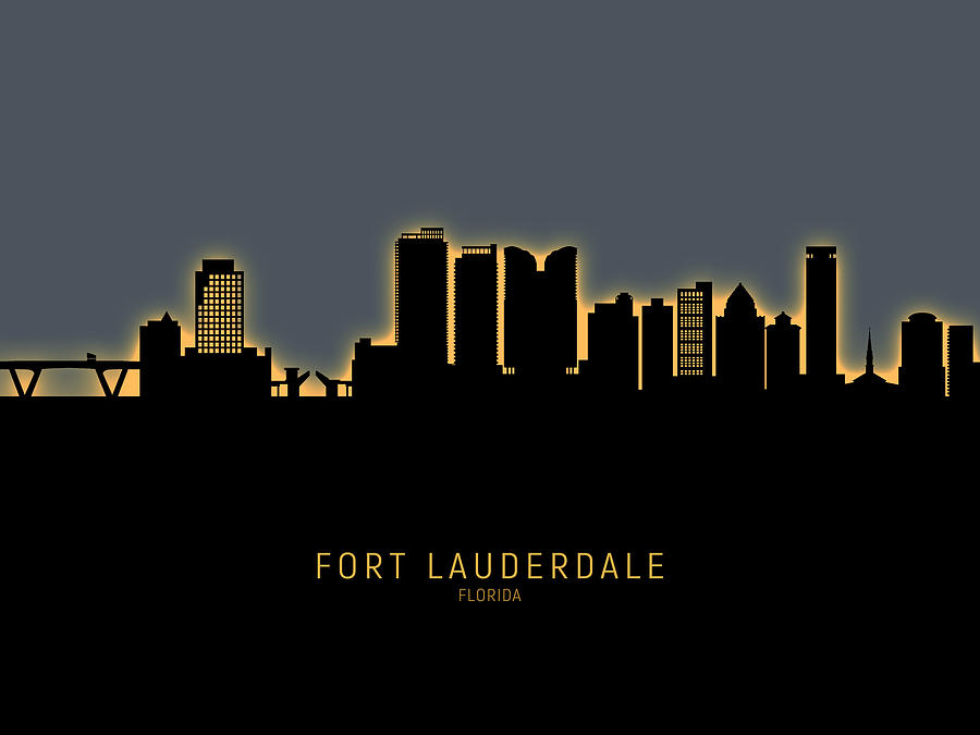 Fort Lauderdale Florida Skyline #14 Digital Art by Michael Tompsett
