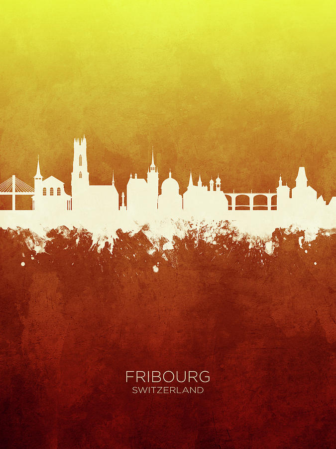 Fribourg Switzerland Skyline #14 Digital Art by Michael Tompsett