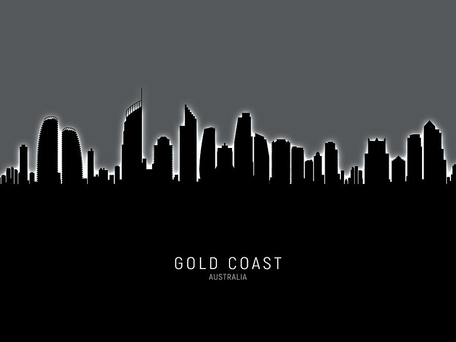 Gold Coast Australia Skyline #14 Digital Art by Michael Tompsett