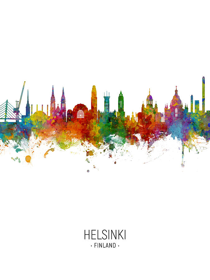 Skyline Digital Art - Helsinki Finland Skyline #14 by Michael Tompsett