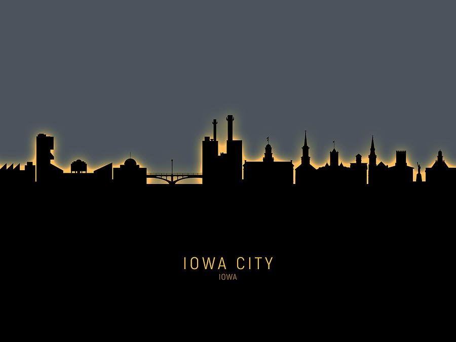 Skyline Digital Art - Iowa City Iowa Skyline #14 by Michael Tompsett