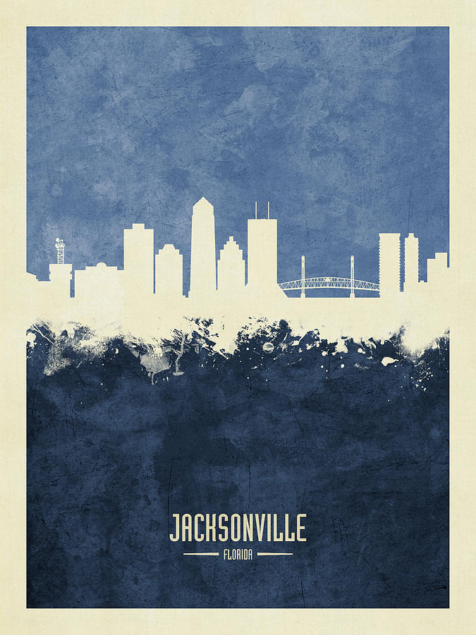 Jacksonville Digital Art - Jacksonville Florida Skyline #14 by Michael Tompsett