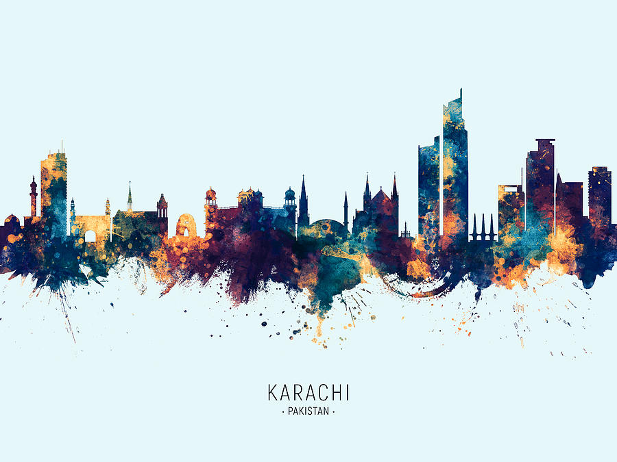 Karachi Pakistan Skyline #14 Digital Art by Michael Tompsett