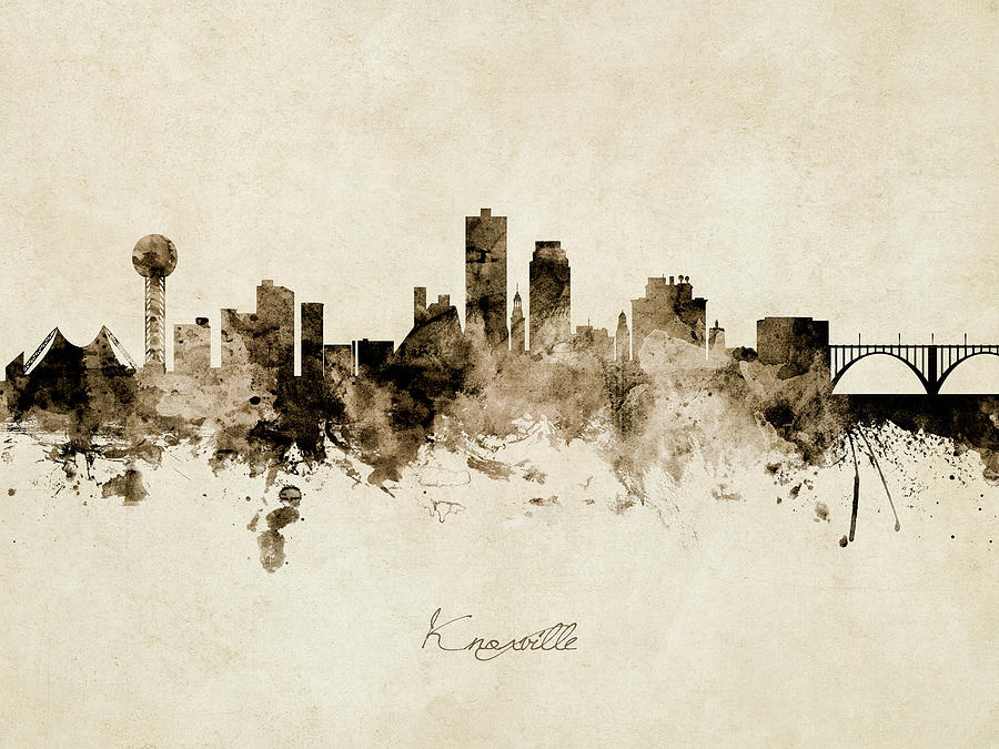 Knoxville Digital Art - Knoxville Tennessee Skyline #14 by Michael Tompsett