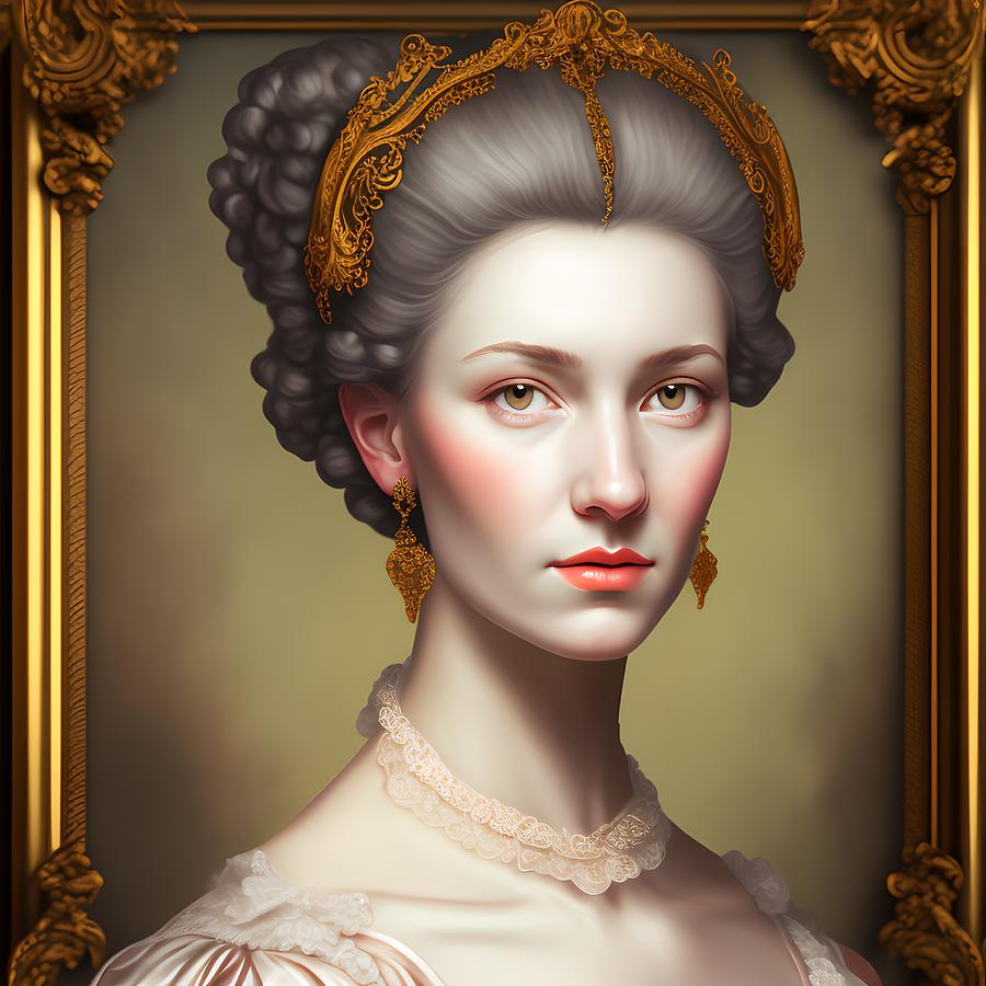 Lady, Portrait in Baroque Style, Generative AI Illustration Digital Art ...