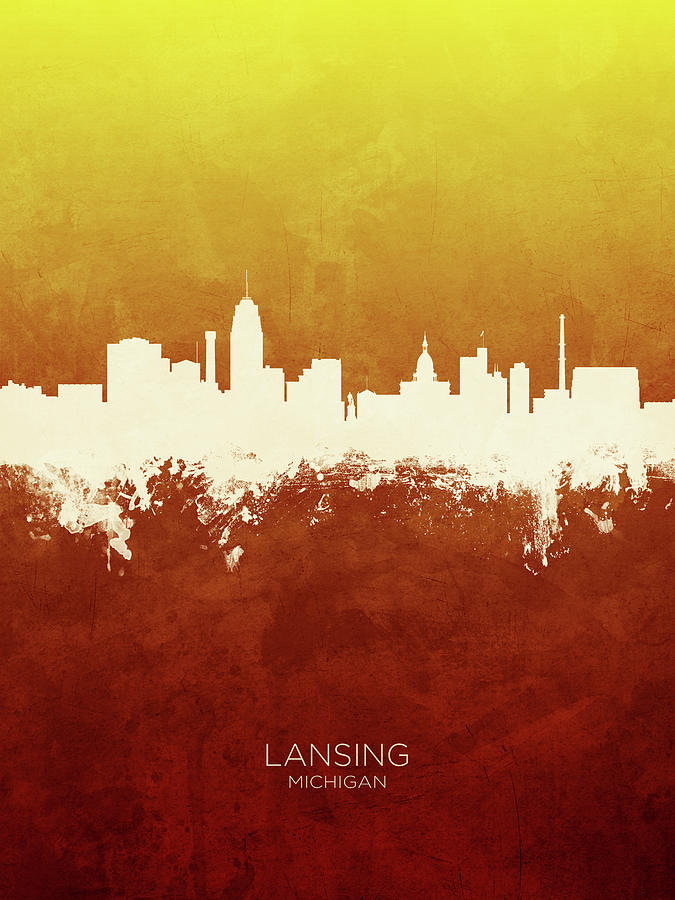 Lansing Michigan Skyline #14 Digital Art by Michael Tompsett