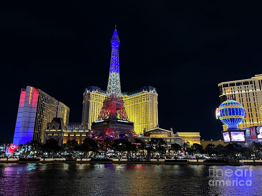 Las Vegas Nevada Night Lights Street Cars Scene Las Vegas Blvd View