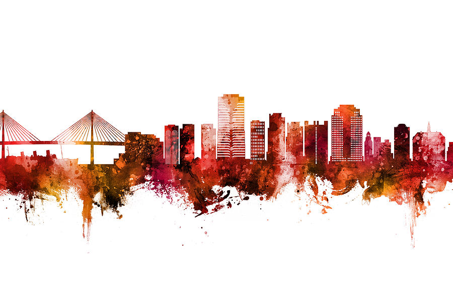 Long Beach Digital Art - Long Beach California Skyline #14 by Michael Tompsett