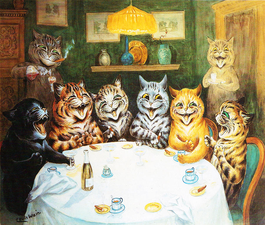 Louis Wain and His Weird Cats Art 1914 Painting by Jean Darmel - Fine ...