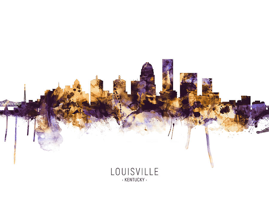 Louisville Digital Art - Louisville Kentucky City Skyline #14 by Michael Tompsett