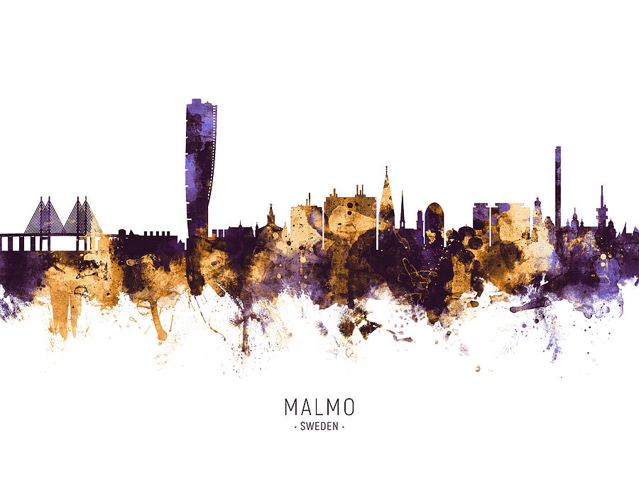 Malmo Sweden Skyline #14 Digital Art by Michael Tompsett
