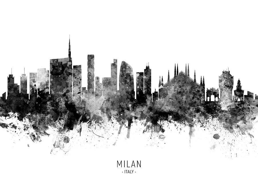 Milan Italy Skyline #14 Digital Art by Michael Tompsett