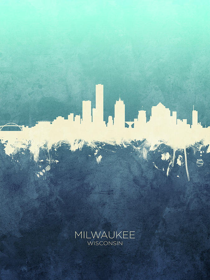 Milwaukee Wisconsin Skyline #14 Digital Art by Michael Tompsett