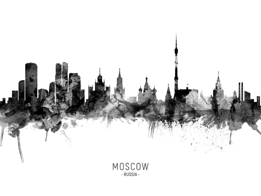 Moscow Digital Art - Moscow Russia Skyline #14 by Michael Tompsett