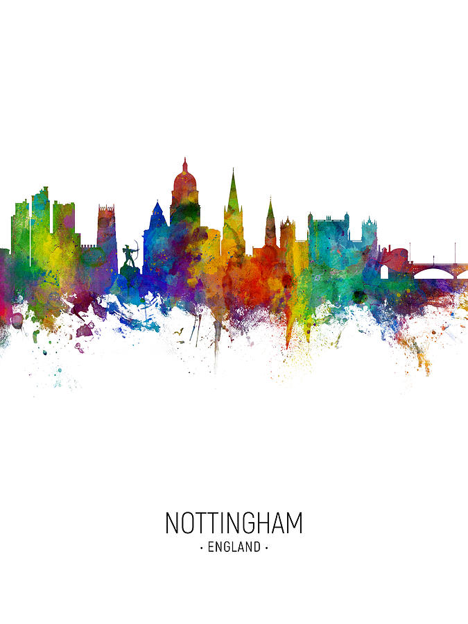 Nottingham England Skyline #14 Digital Art by Michael Tompsett