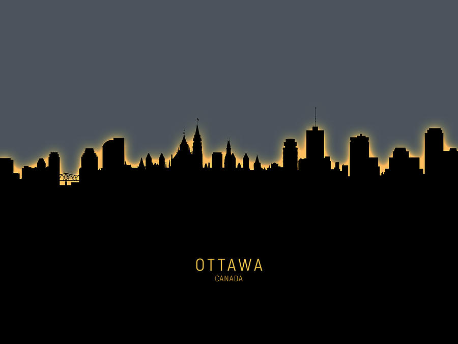 Skyline Digital Art - Ottawa Canada Skyline #14 by Michael Tompsett