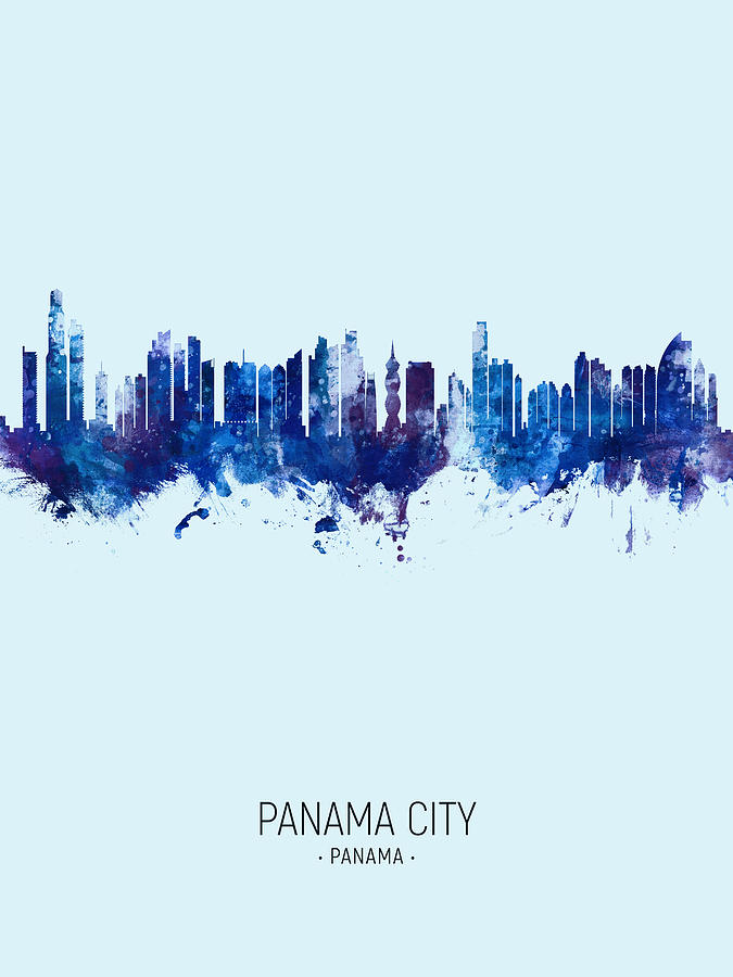 Skyline Digital Art - Panama City Skyline #14 by Michael Tompsett