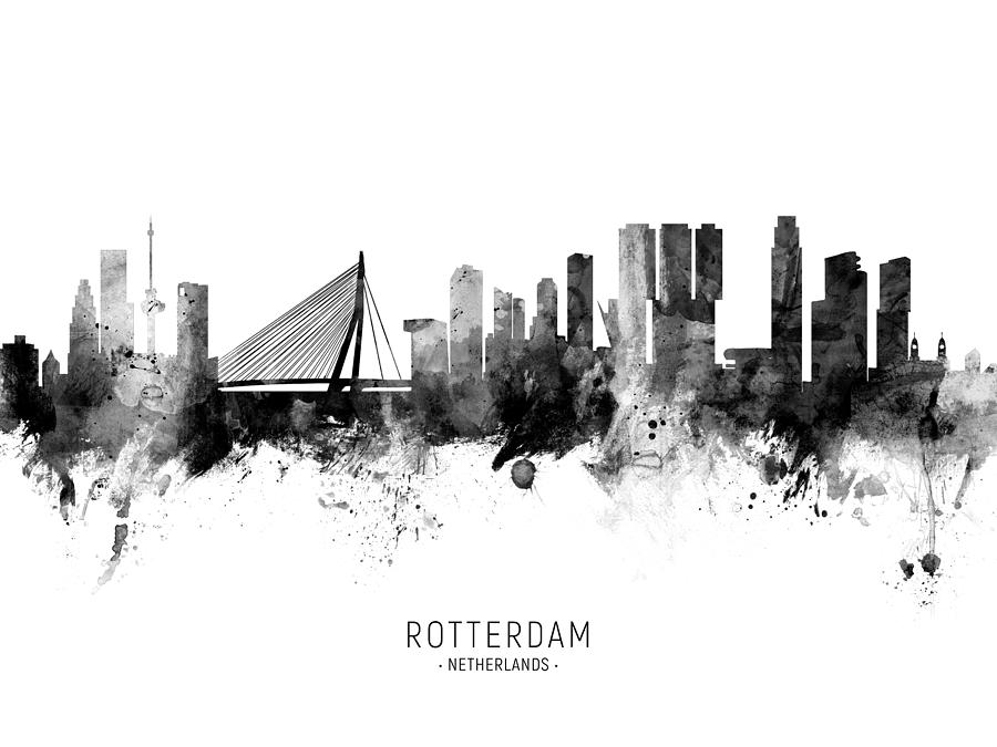 Rotterdam The Netherlands Skyline #14 Digital Art by Michael Tompsett