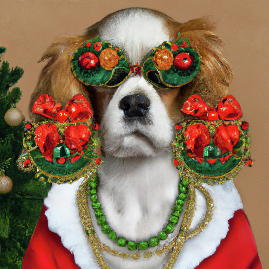 Royal, Ugly Christmas, Pet Portrait, Royal Dog Painting, Animal, King Portrait, Classic Pet Portrait #14 Painting by Ricki Mountain