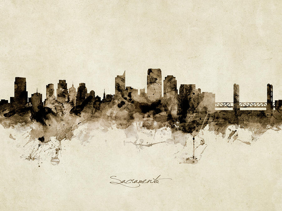 Sacramento California Skyline #14 Digital Art by Michael Tompsett