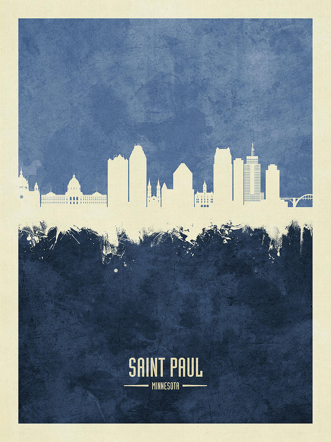 Saint Paul Minnesota Skyline #14 Digital Art by Michael Tompsett
