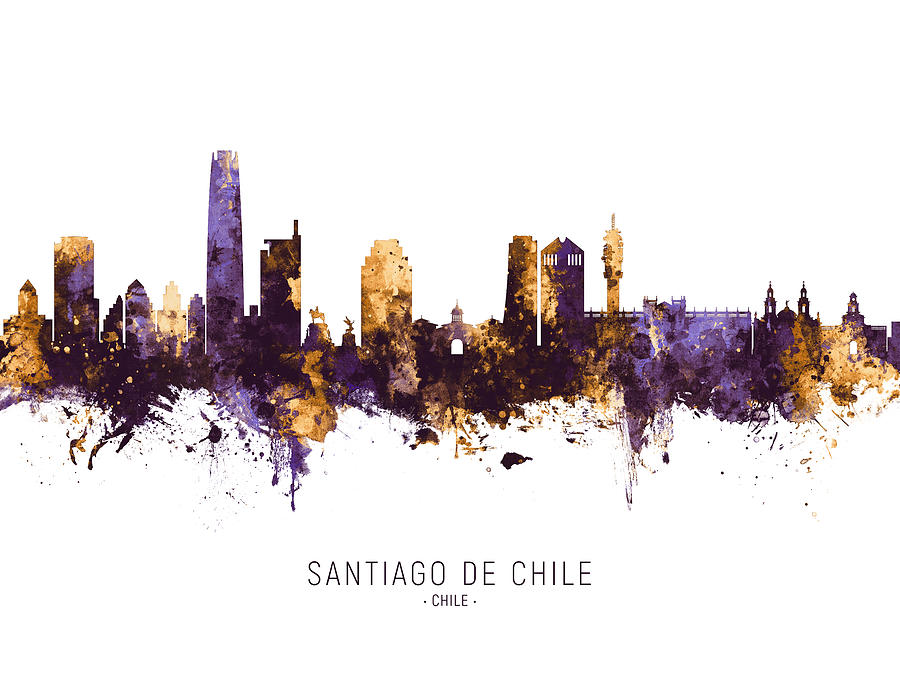 Santiago de Chile Skyline #14 Digital Art by Michael Tompsett