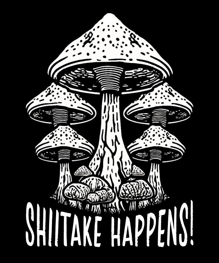 Mushroom Digital Art - Shiitake Mushroom Forest Fungi Shiitake Moral Vegan Umami #14 by Toms Tee Store