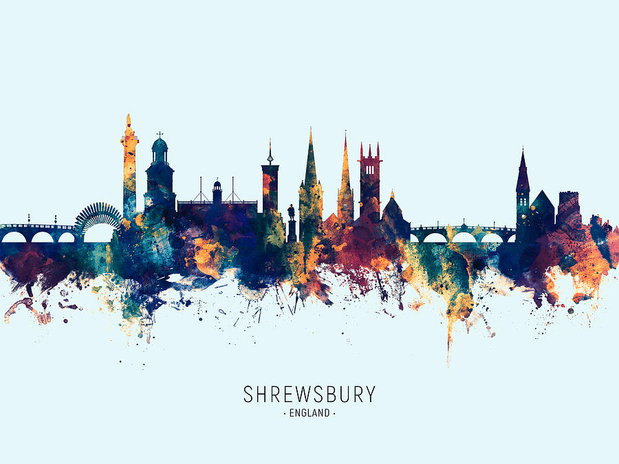 Shrewsbury England Skyline #14 Digital Art by Michael Tompsett