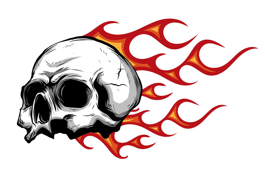 Halloween Digital Art - Skull on Fire with Flames Vector Illustration #14 by Dean Zangirolami