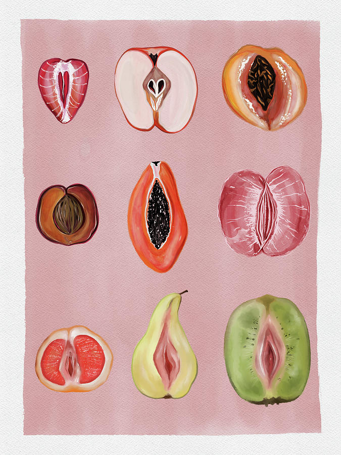 Sliced Feminine Fruit. Signed Art Print, Vagina Art, Body Positive #14 by  Prem Vishal