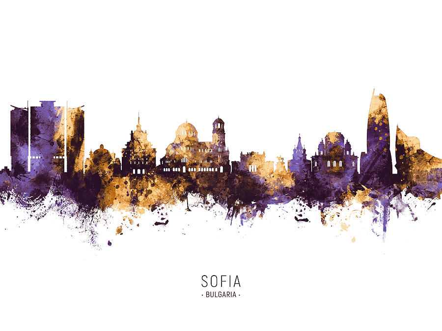 Sofia Bulgaria Skyline #14 Digital Art by Michael Tompsett