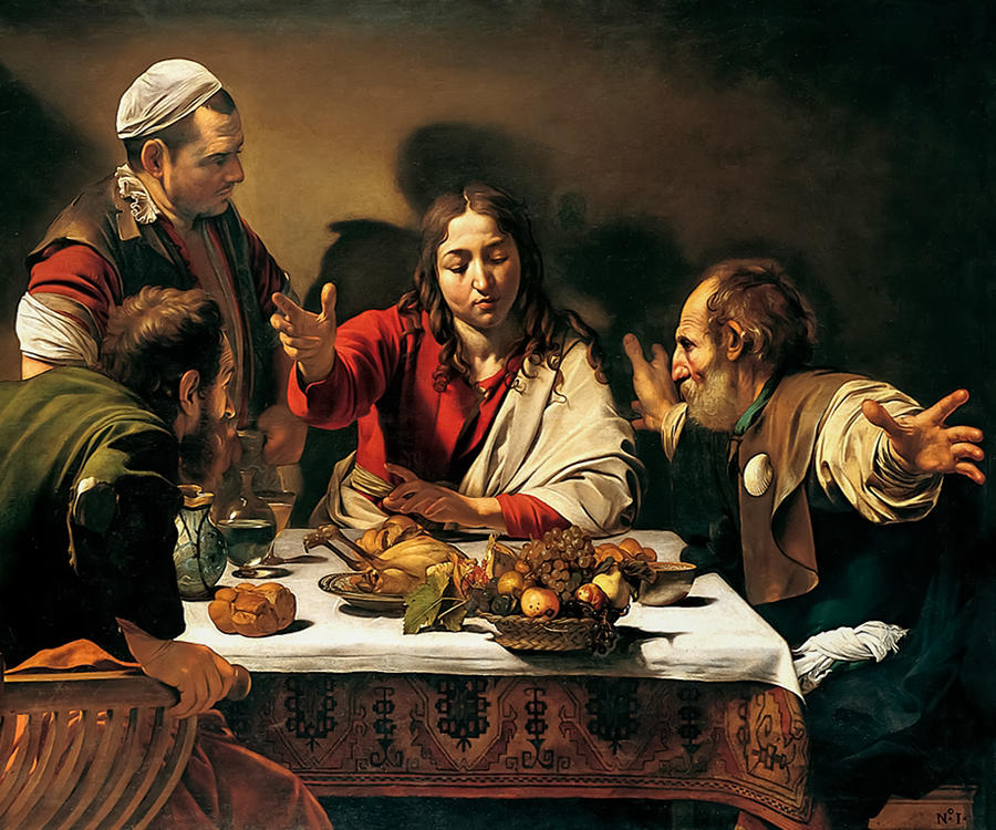 Up Movie Painting - Supper at Emmaus by Caravaggio  by Mango Art